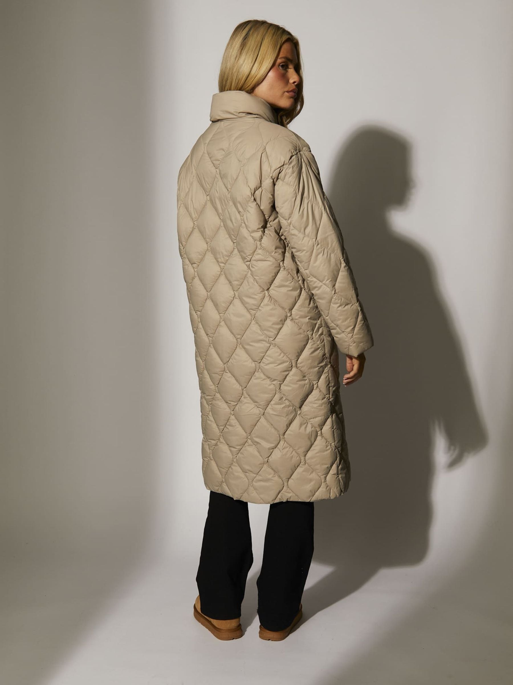 Buy South Beach Brown Quilted Long Faux Fur Trim Coat from Next USA