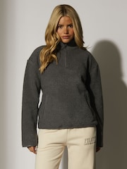 South Beach Grey Fleece Back Borg 1/4 Zip Jumper - Image 1 of 6