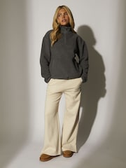 South Beach Grey Fleece Back Borg 1/4 Zip Jumper - Image 4 of 6