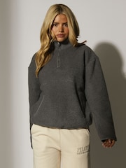 South Beach Grey Fleece Back Borg 1/4 Zip Jumper - Image 5 of 6
