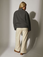 South Beach Grey Fleece Back Borg 1/4 Zip Jumper - Image 6 of 6
