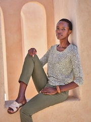 Pure Collection 3/4 Sleeve 100% Linen Jersey Top - Image 1 of 3