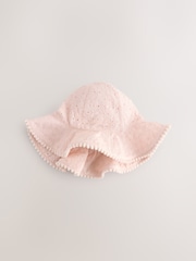 Pink/White Baby Broderie Summer Hats 2 Pack (0mths-2yrs) - Image 2 of 5