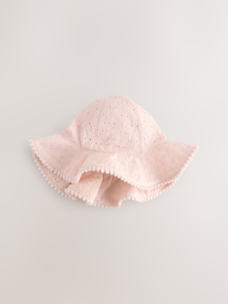 Pink/White Baby Broderie Summer Hats 2 Pack (0mths-2yrs) - Image 2 of 5