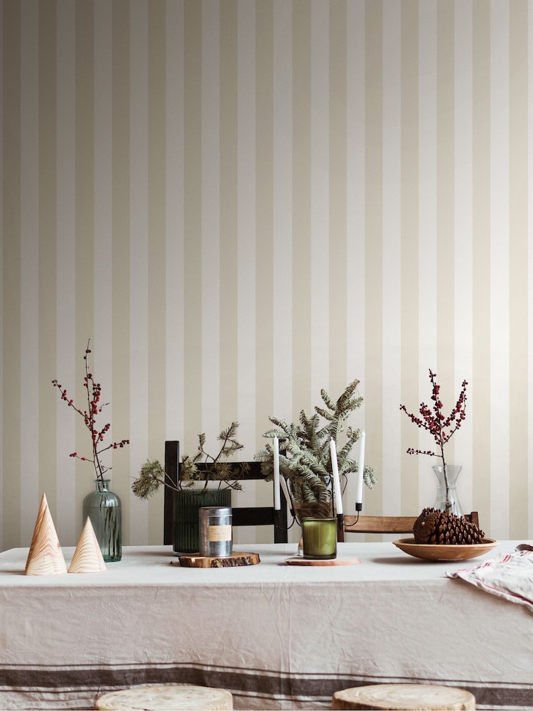 Ohpopsi Parchement Candy Stripe 10M Wallpaper - Image 1 of 2