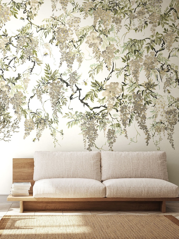 Ohpopsi Linen Trailing Wisteria 10M Wallpaper - Image 1 of 5