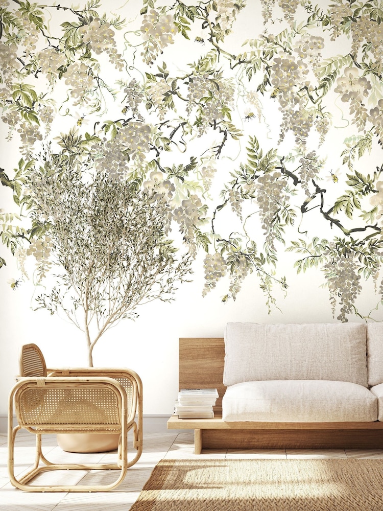 Ohpopsi Linen Trailing Wisteria 10M Wallpaper - Image 2 of 5