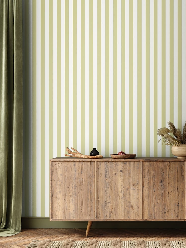 Ohpopsi Laurel Candy Stripe 10M Wallpaper - Image 1 of 2