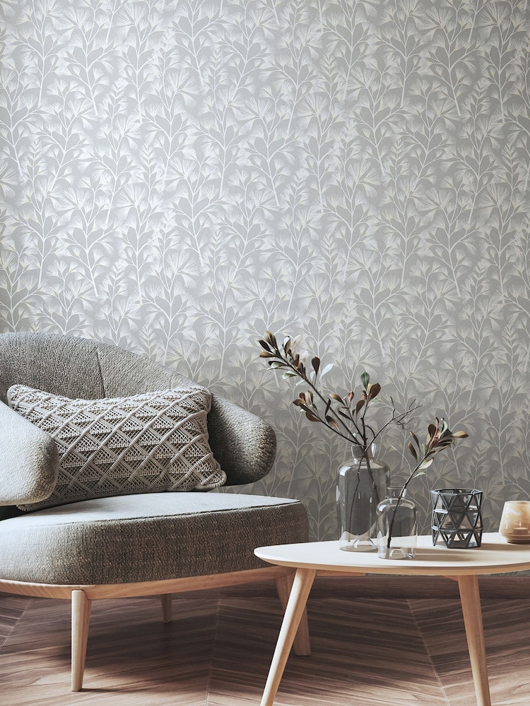 Ohpopsi Grey Arabella 10M Wallpaper - Image 1 of 2 Ohpopsi Grey Arabella 10M Wallpaper - Image 1 of 2