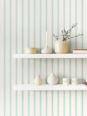 Ohpopsi Seafoam Ticking Stripe 10M Wallpaper - Image 1 of 3