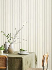 Ohpopsi Asparagus Ticking Stripe 10M Wallpaper - Image 1 of 3