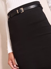 Friends Like These Black Belted Pencil Midi Skirt - Image 2 of 4