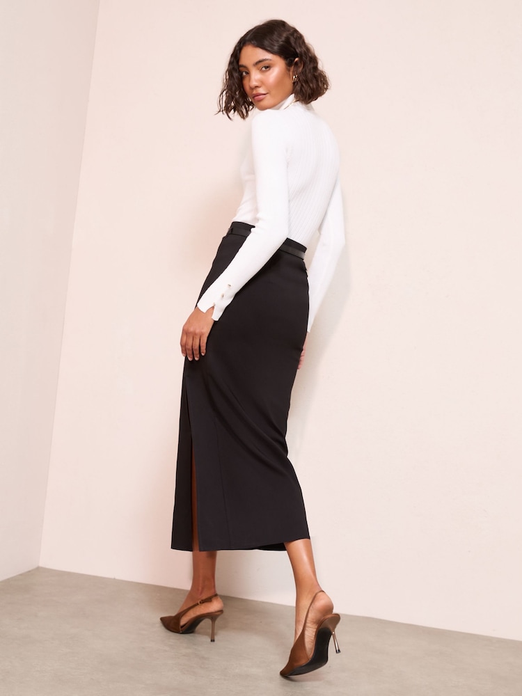 Friends Like These Black Belted Pencil Midi Skirt - Image 4 of 4