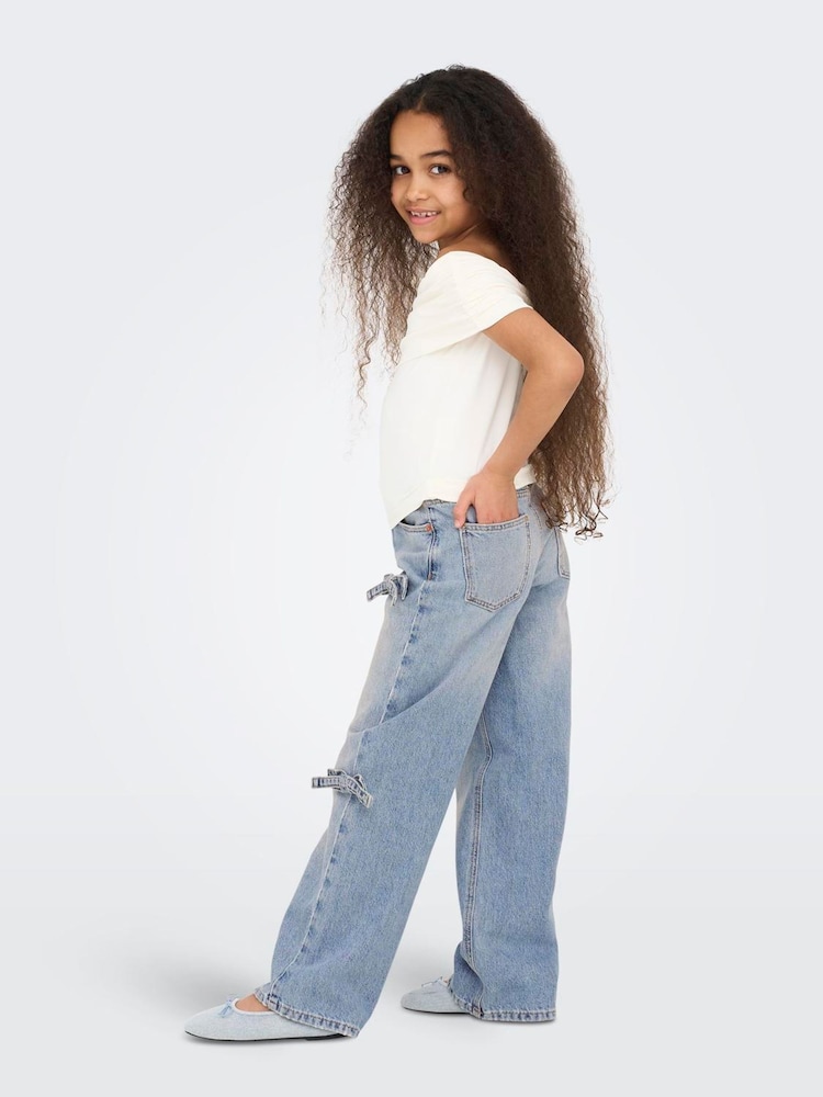 Bow Detail Wide Leg 100% Cotton Jeans - Image 2 of 5
