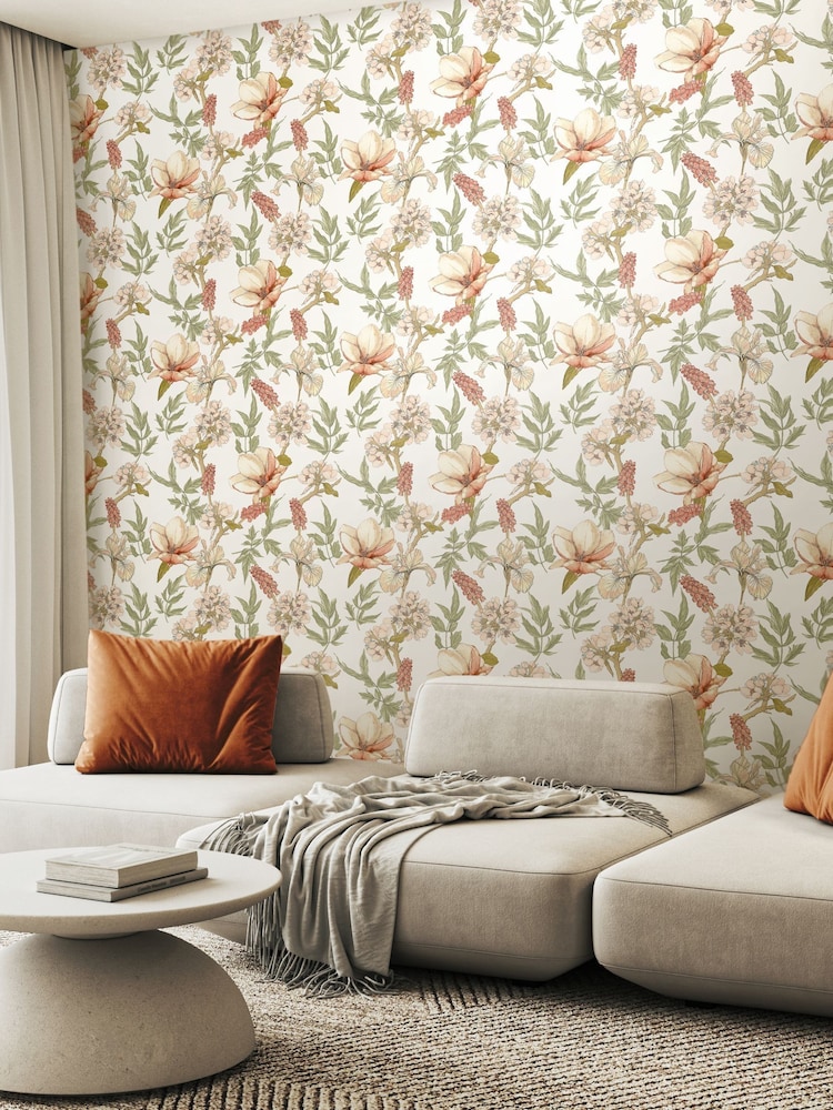 Hoopla Walls Sage Hazel Orchid Bloom 10M Wallpaper - Image 1 of 2