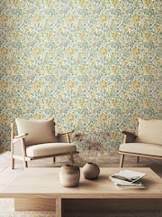 Hoopla Walls Seafoam Honeysuckle Leaf Trail 10M Wallpaper - Image 1 of 2
