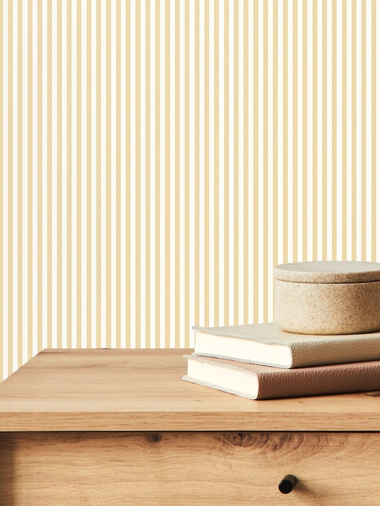 Hoopla Walls Parchment Tiny Stripe 10M Wallpaper - Image 1 of 1