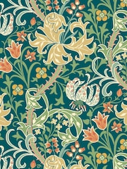 Hoopla Walls Emerald Green Lily Ogee 10M Wallpaper - Image 2 of 2