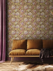 Hoopla Walls Aubergine Honeysuckle Leaf Trail 10M Wallpaper - Image 1 of 2