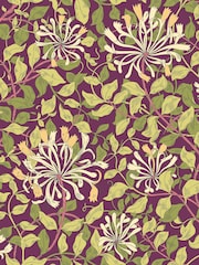 Hoopla Walls Aubergine Honeysuckle Leaf Trail 10M Wallpaper - Image 2 of 2