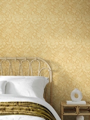 Hoopla Walls Gold Damask Trail 10M Wallpaper - Image 1 of 1