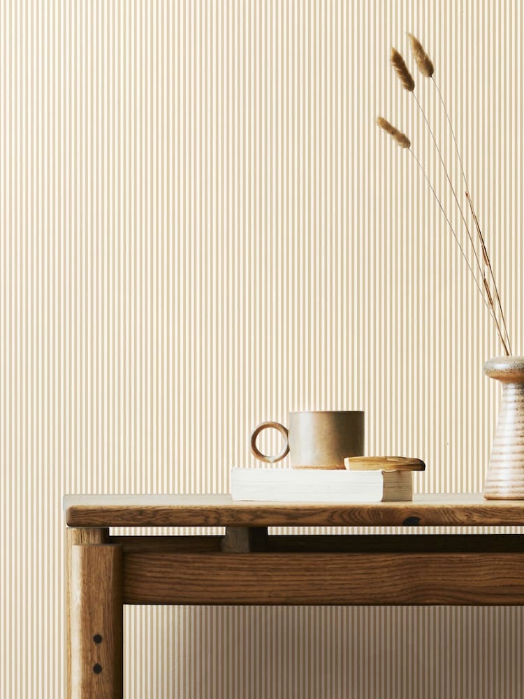 Hoopla Walls Oat Tiny Stripe 10M Wallpaper - Image 1 of 1