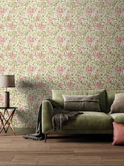 Hoopla Walls Coral Pink Honeysuckle Leaf Trail 10M Wallpaper - Image 1 of 2