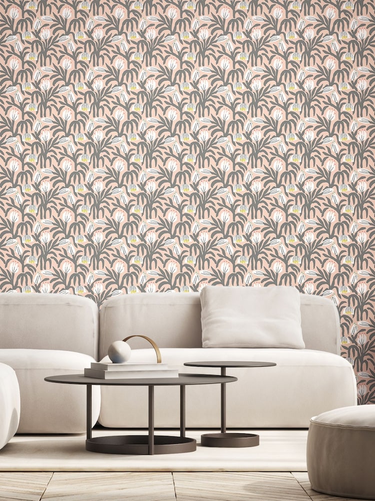 Hoopla Walls Powder Puff Chunky Flower 10M Wallpaper - Image 1 of 2 Hoopla Walls Powder Puff Chunky Flower 10M Wallpaper - Image 1 of 2