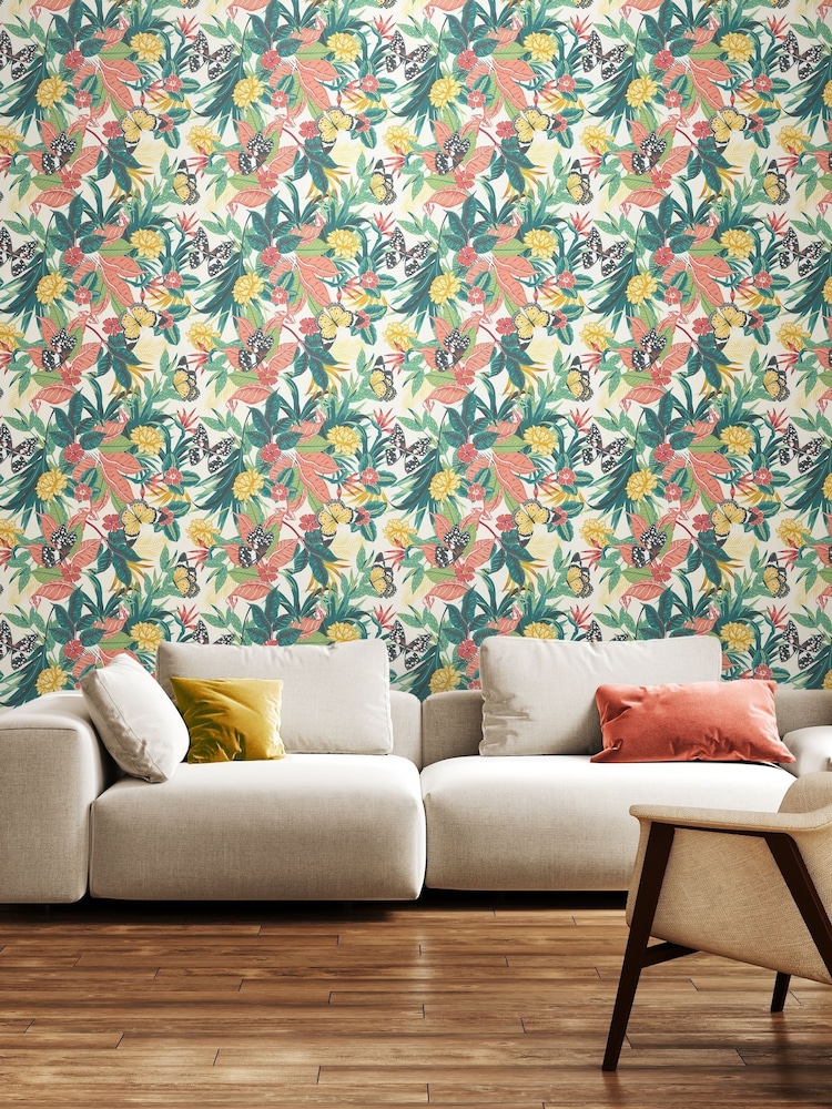 Hoopla Walls Apricot Jade Paradise 10M Wallpaper - Image 1 of 2