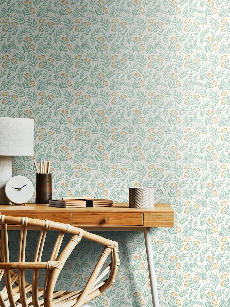 Hoopla Walls Seafoam Petite Posy 10M Wallpaper - Image 1 of 2
