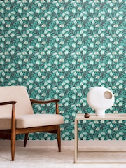 Hoopla Walls Teal Blue Chunky Flower 10M Wallpaper - Image 1 of 2