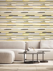 Hoopla Walls Olive Green Horizontal Stripe 10M Wallpaper - Image 1 of 2