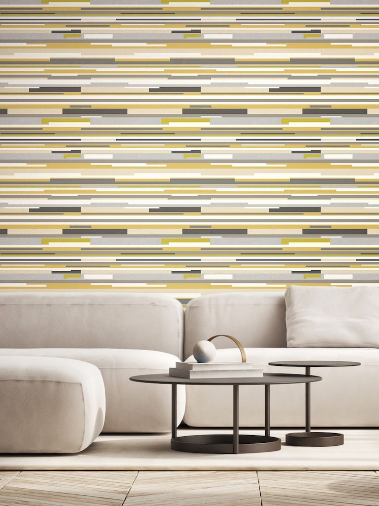 Hoopla Walls Olive Green Horizontal Stripe 10M Wallpaper - Image 1 of 2