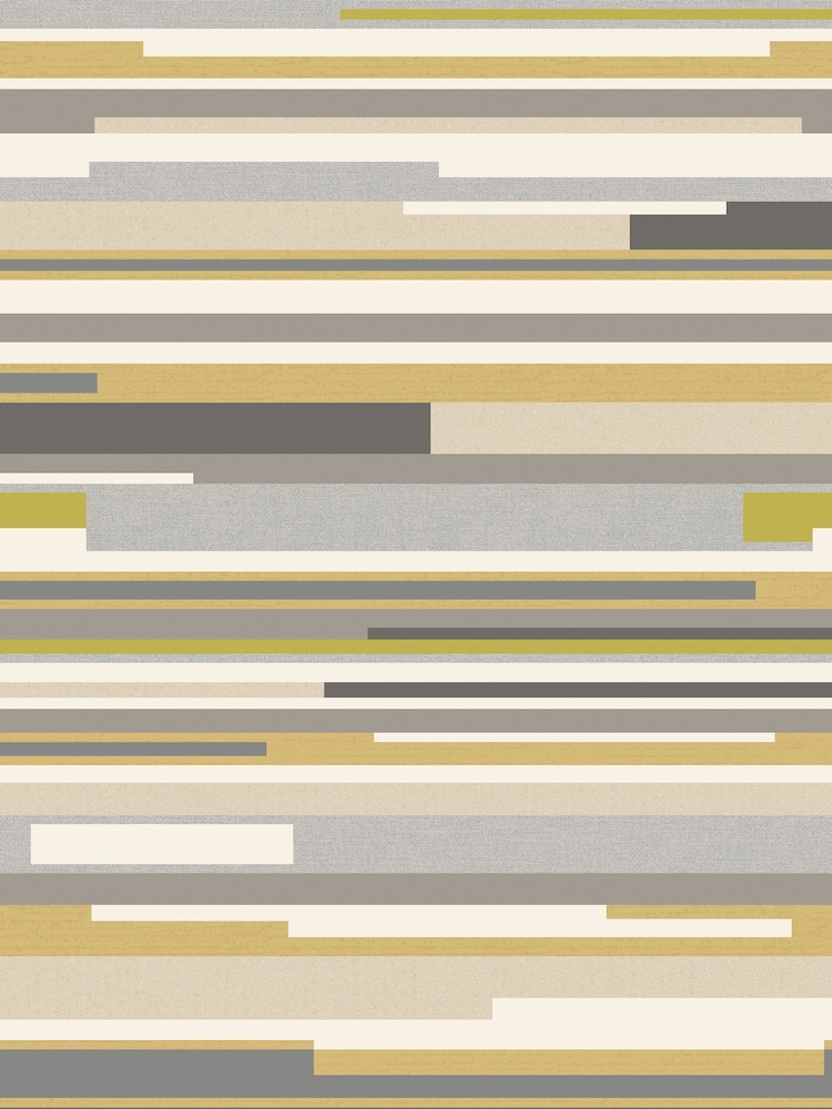 Hoopla Walls Olive Green Horizontal Stripe 10M Wallpaper - Image 2 of 2