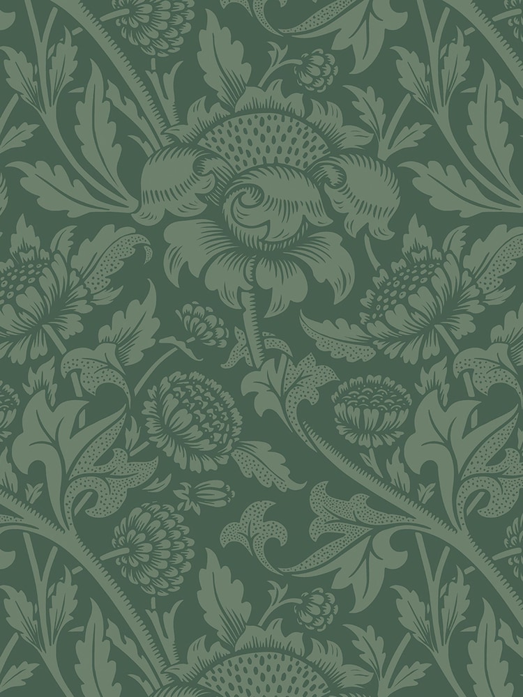 Hoopla Walls Forest Green Damask Trail 10M Wallpaper - Image 2 of 2