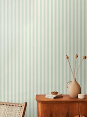 Hoopla Walls Duck Egg Shadow Stripe 10M Wallpaper - Image 1 of 2