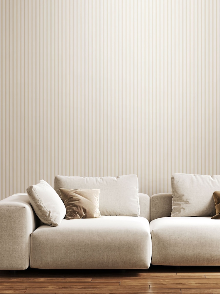 Hoopla Walls Linen Chalk Stripe 10M Wallpaper - Image 1 of 2