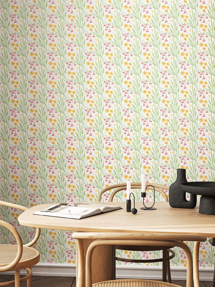 Hoopla Walls Spring Bloom Meadow Stripe 10M Wallpaper - Image 1 of 2