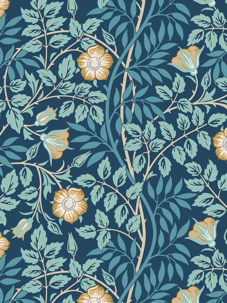 Hoopla Walls Navy Blue Rosehip Trial 10M Wallpaper - Image 2 of 2