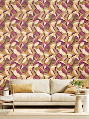 Hoopla Walls Plum Olive Leafy Patchwork 10M Wallpaper - Image 1 of 2