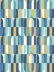 Hoopla Walls Indigo Gold Building Blocks 10M Wallpaper - Image 2 of 2