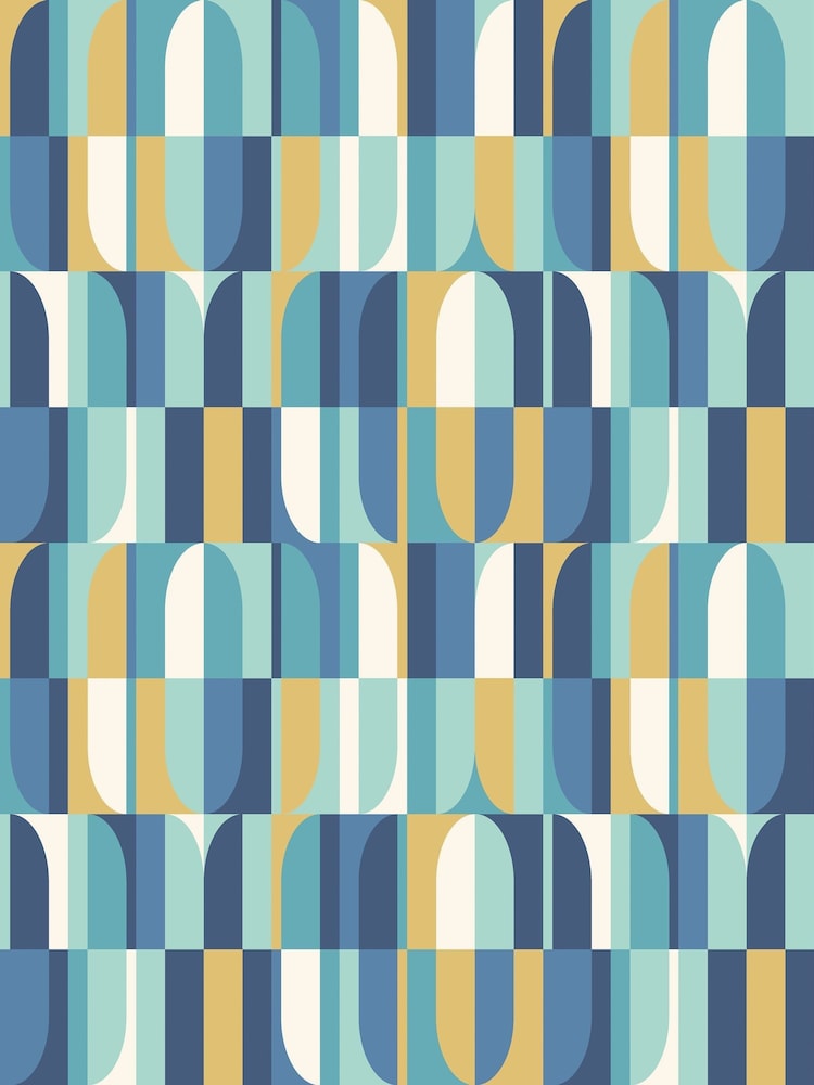 Hoopla Walls Indigo Gold Building Blocks 10M Wallpaper - Image 2 of 2