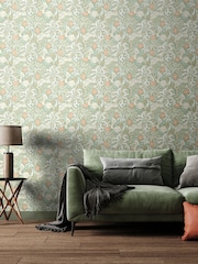 Hoopla Walls Sage Apricot Seaweed Garden 10M Wallpaper - Image 1 of 2