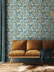 Hoopla Walls Petrol Blue Seaweed Garden 10M Wallpaper - Image 1 of 2