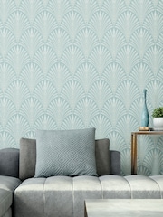 Hoopla Walls Ducke Egg Blue Leaf Fan 10M Wallpaper - Image 1 of 2