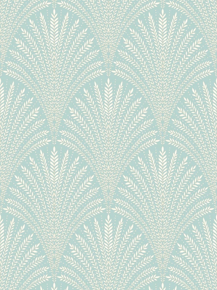 Hoopla Walls Ducke Egg Blue Leaf Fan 10M Wallpaper - Image 2 of 2