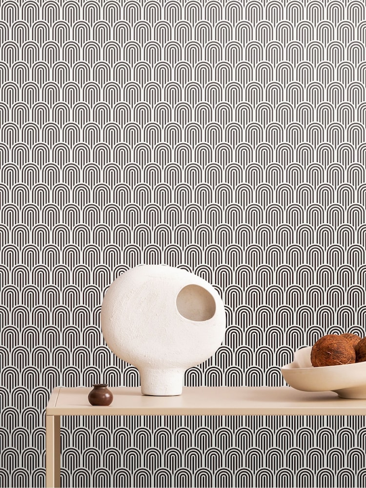 Hoopla Walls Black Retro Arch 10M Wallpaper - Image 1 of 2