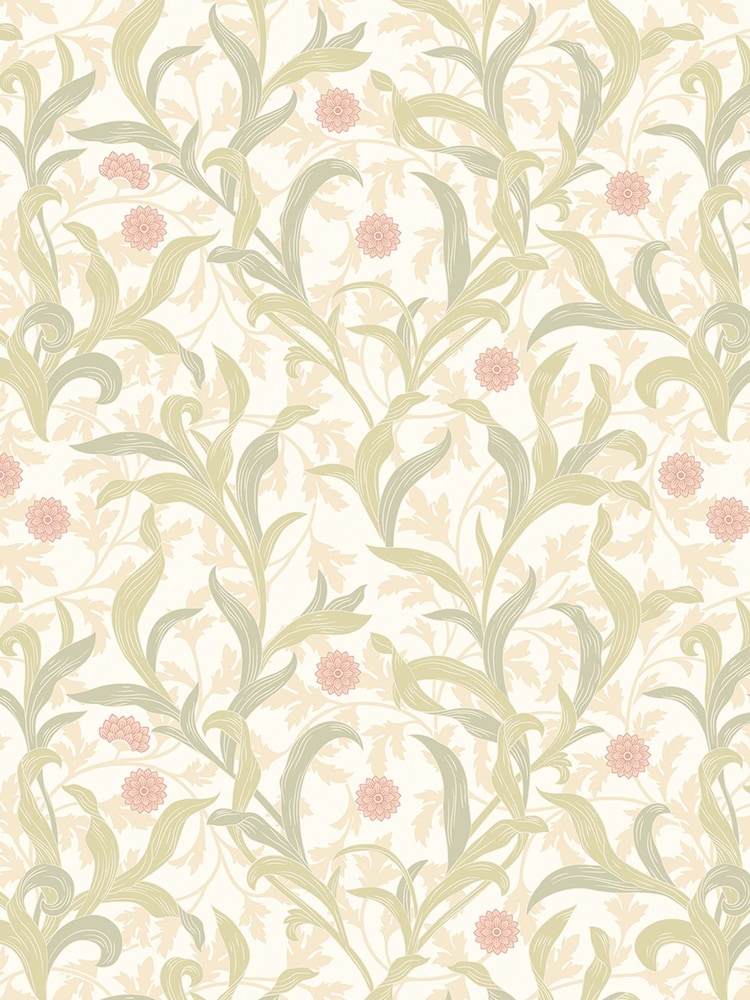 Hoopla Walls Sage Coral Floral Trail 10M Wallpaper - Image 2 of 2