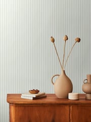Hoopla Walls Seafoam Chalk Stripe 10M Wallpaper - Image 1 of 2