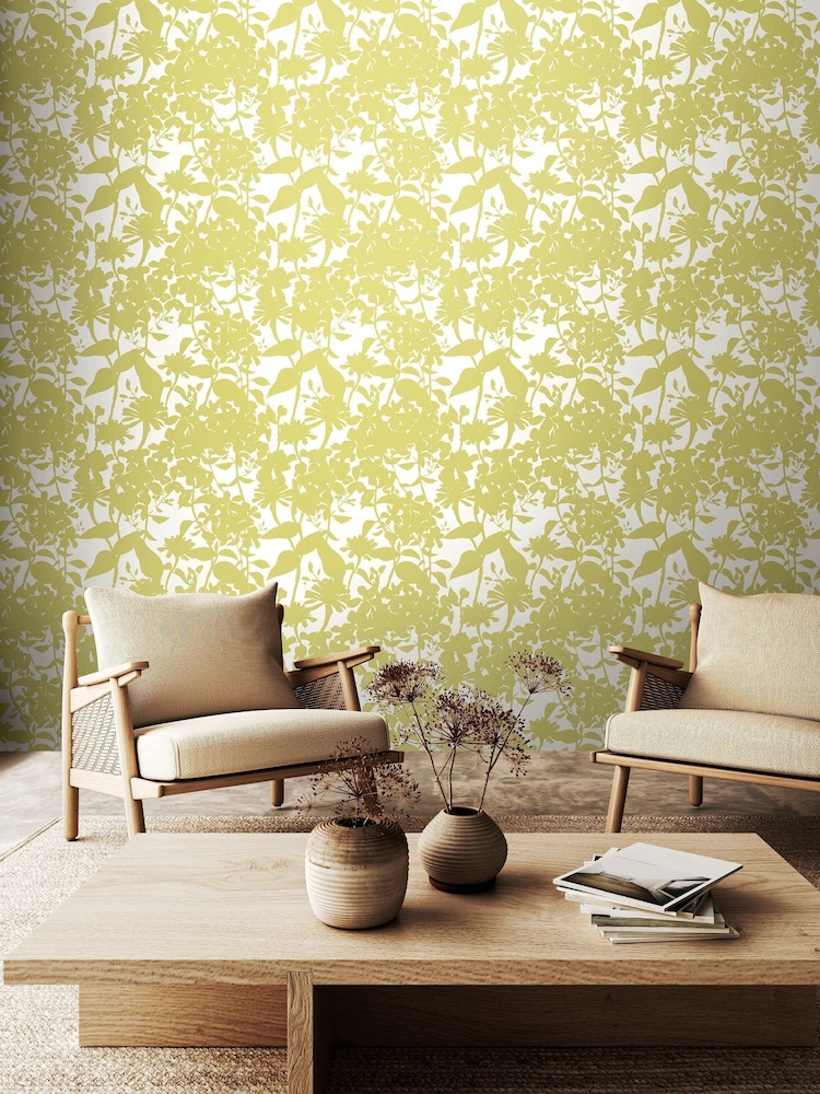 Hoopla Walls French Lime Summer Silhouette 10M Wallpaper - Image 1 of 2